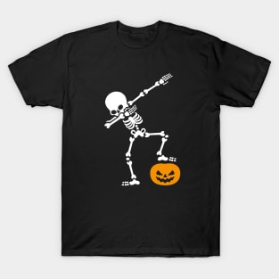 DABBING skeleton DAB pumpkin head Halloween T-Shirt